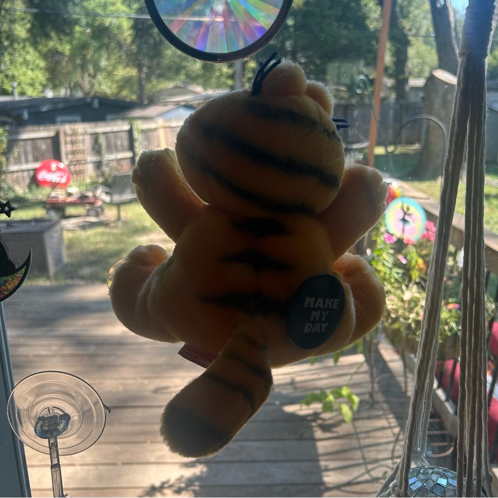 Vintage 80s Garfield Window Cling Make My Day Plush Suction Cup Car Display RARE - Picture 11 of 11